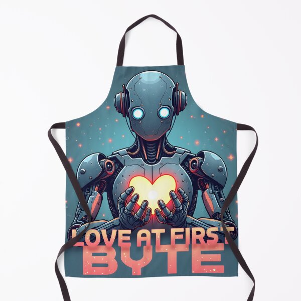 Item preview, Love at First Byte Robot Cyberpunk Heart Tech Art designed and sold by TeeWyrm.