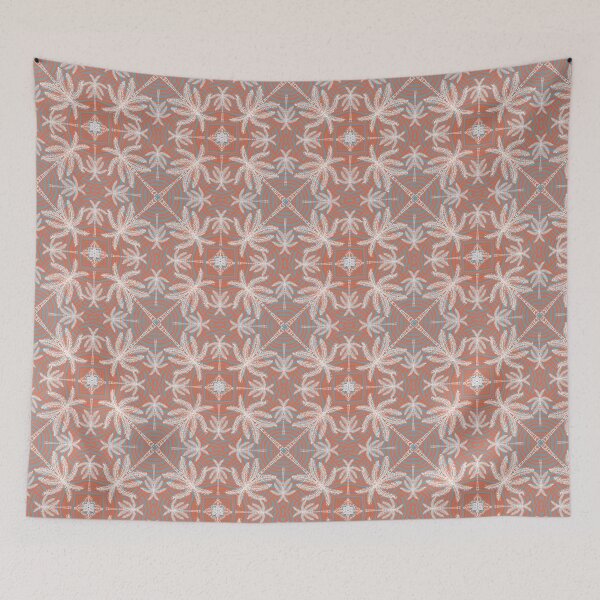 Item preview, Boho Tropic Mandala – Palm Tree Pattern in Coral & Slate designed and sold by PrarthanaA.