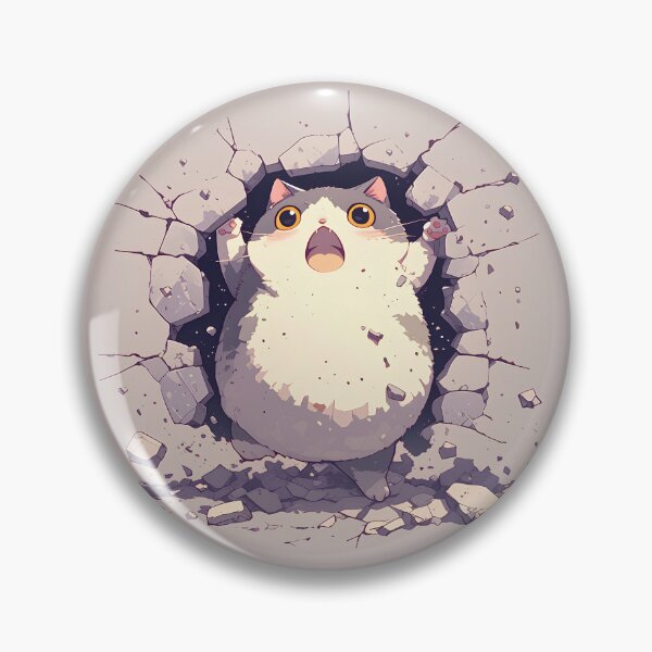 Item preview, Chubby Cat Breaks Through Wall – Cute Comic Explosion designed and sold by Windy-market.