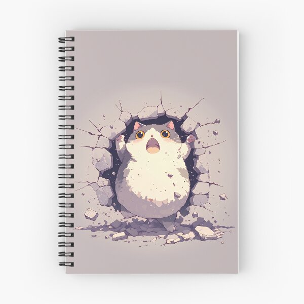 Item preview, Chubby Cat Breaks Through Wall – Cute Comic Explosion designed and sold by Windy-market.