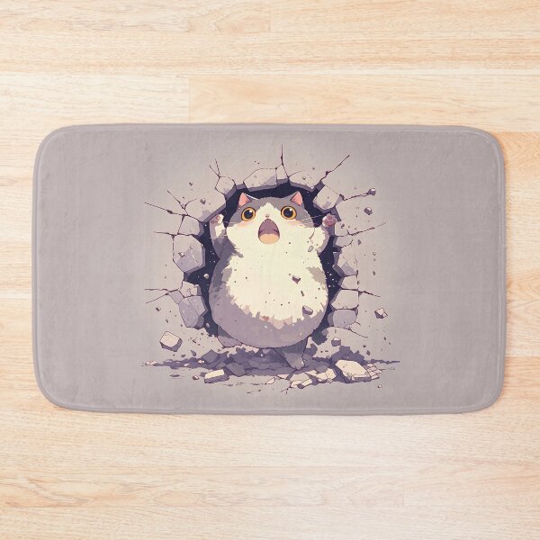 Item preview, Chubby Cat Breaks Through Wall – Cute Comic Explosion designed and sold by Windy-market.