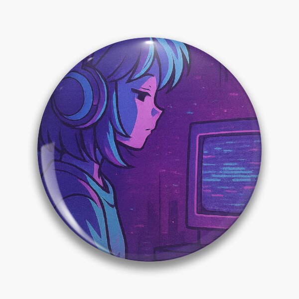 Item preview, Anime Girl with Headphones and CRT Screen – CRT Dreamer – Neo Tokyo Nights designed and sold by Domci.
