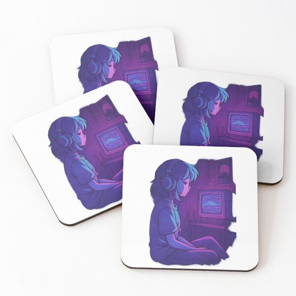 Item preview, Anime Girl with Headphones and CRT Screen – CRT Dreamer – Neo Tokyo Nights designed and sold by Domci.