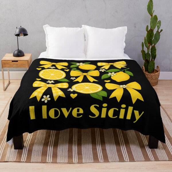 Item preview, I Love Sicily – Lemon Bow Coquette Design with Sicilian Floral Charm designed and sold by EmeraldeaArt.