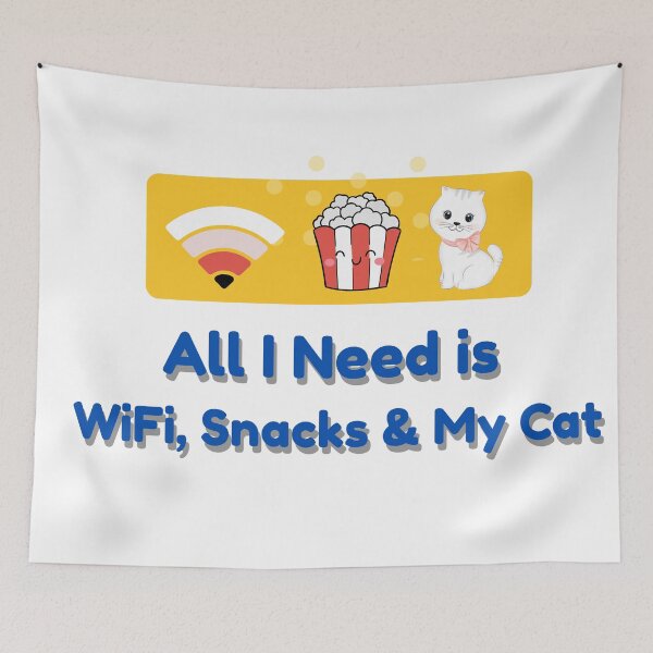 Item preview, All I Need Is WiFi, Snacks & My Cat – Cute Cozy Introvert Design designed and sold by TeeTantra.