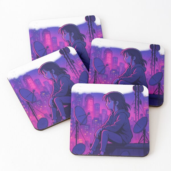 Item preview, Anime Rooftop Vibes in Neon Skyline – Rooftop Signals – Neo Tokyo Nights designed and sold by Domci.