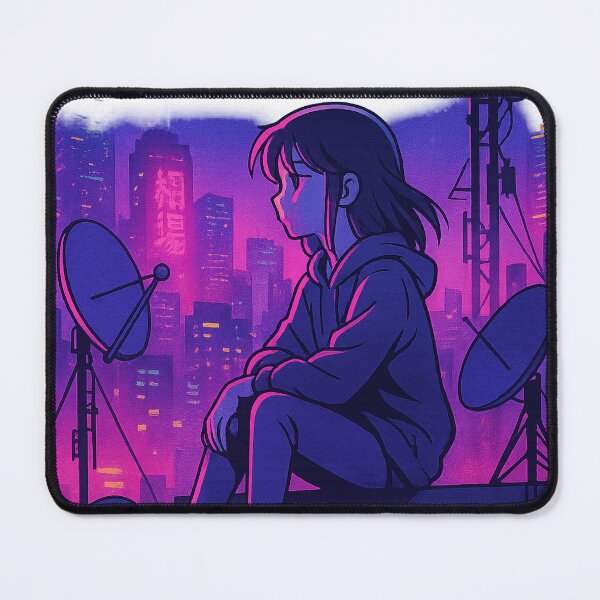 Item preview, Anime Rooftop Vibes in Neon Skyline – Rooftop Signals – Neo Tokyo Nights designed and sold by Domci.