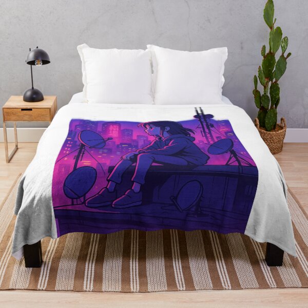 Item preview, Anime Rooftop Vibes in Neon Skyline – Rooftop Signals – Neo Tokyo Nights designed and sold by Domci.