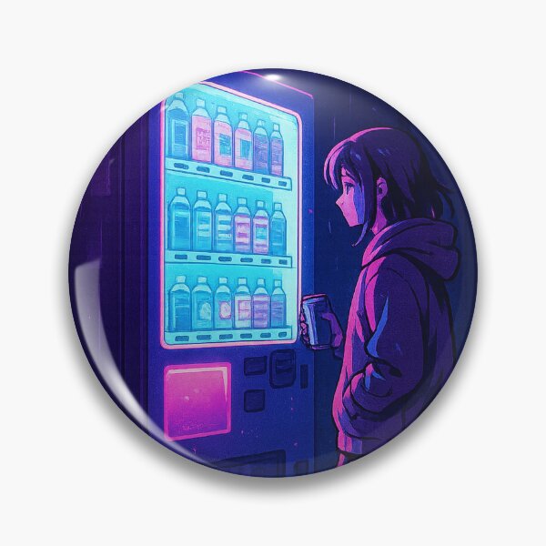 Item preview, Neon Vending Machine in Rainy Alley – Midnight Vending Machine – Neo Tokyo Nights designed and sold by Domci.
