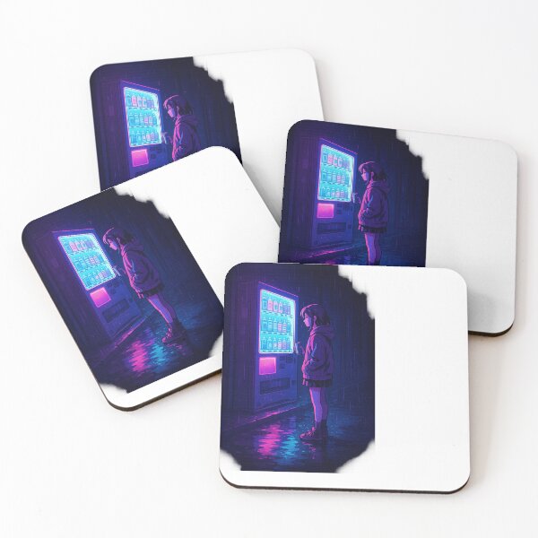 Item preview, Neon Vending Machine in Rainy Alley – Midnight Vending Machine – Neo Tokyo Nights designed and sold by Domci.