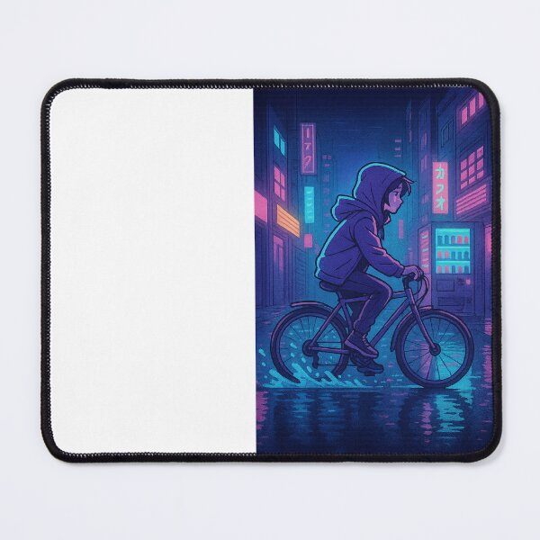 Item preview, Anime Bicycle Ride Through Neon City – Bike Ride Through Neon Streets – Neo Tokyo Nights designed and sold by Domci.