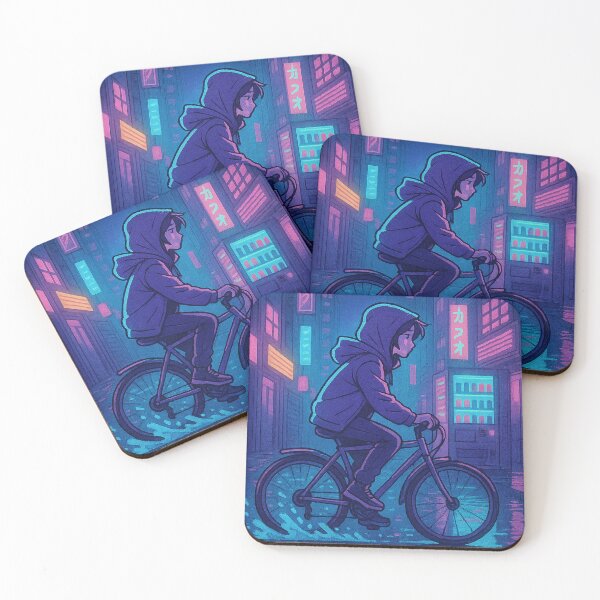 Item preview, Anime Bicycle Ride Through Neon City – Bike Ride Through Neon Streets – Neo Tokyo Nights designed and sold by Domci.