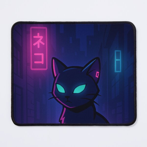 Item preview, Cyberpunk Cat in Neon Alley – Neon Alley Cat – Neo Tokyo Nights designed and sold by Domci.