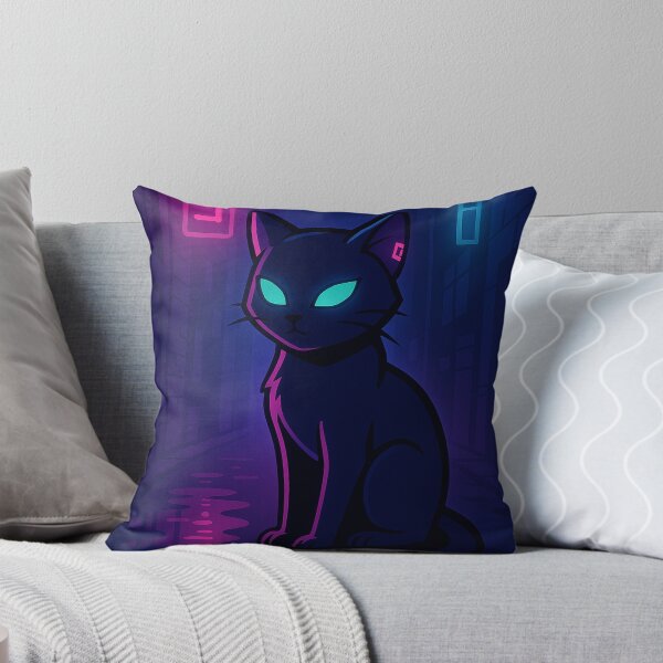 Item preview, Cyberpunk Cat in Neon Alley – Neon Alley Cat – Neo Tokyo Nights designed and sold by Domci.