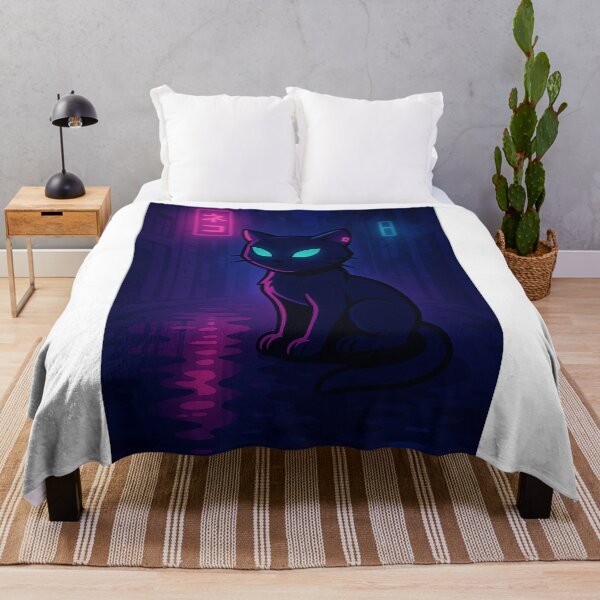 Item preview, Cyberpunk Cat in Neon Alley – Neon Alley Cat – Neo Tokyo Nights designed and sold by Domci.