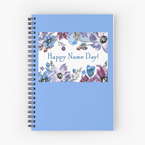 Item preview, Happy Name Day – Watercolor Blue Purple Floral Greeting Card Design designed and sold by EmeraldeaArt.