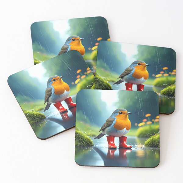 Item preview, Cottagecore Gardener Robin in Wellies Art |Whimsical Rainy Day Aesthetic designed and sold by Englandbear.