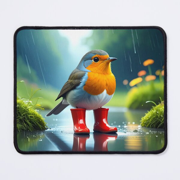 Item preview, Cottagecore Gardener Robin in Wellies Art |Whimsical Rainy Day Aesthetic designed and sold by Englandbear.