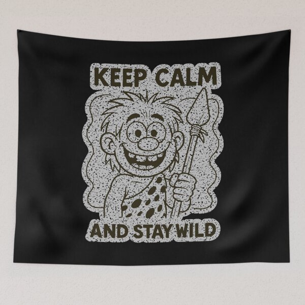 Item preview, Keep Calm and Stay Wild - Crazy Cartoon Caveman designed and sold by Adelberton.
