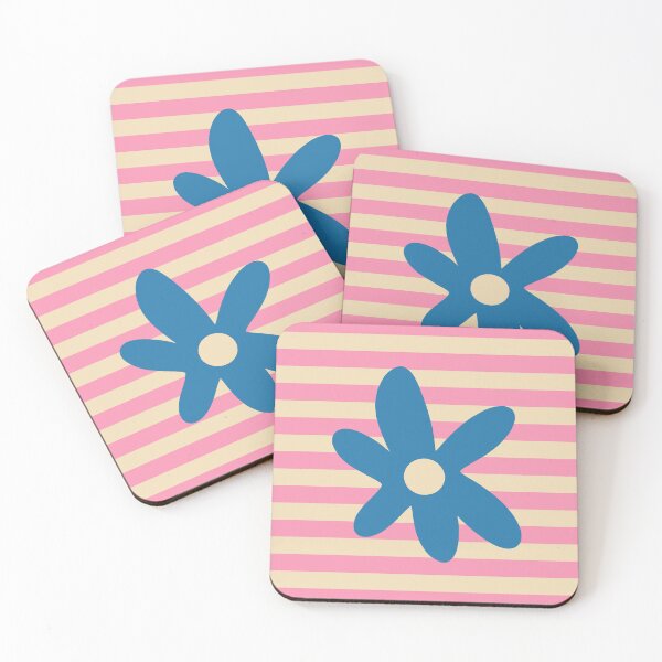 Item preview, Joyful Flower and Stripes Pop Floral Pink and Blue designed and sold by kierkegaard.