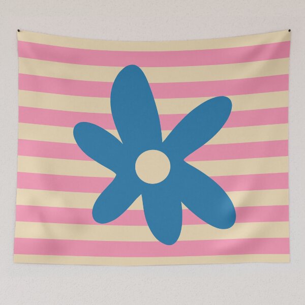 Item preview, Joyful Flower and Stripes Pop Floral Pink and Blue designed and sold by kierkegaard.