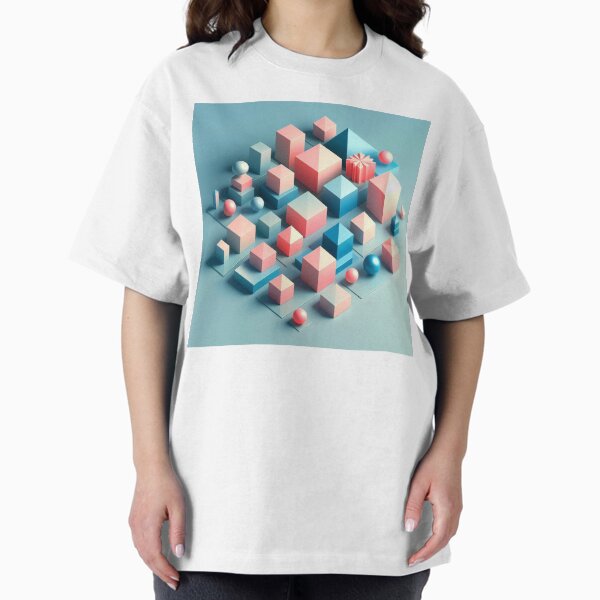 Item preview, Retro Geometry – Pastel Hot Pink & Blue Gradient Shapes designed and sold by ashokreddy343.