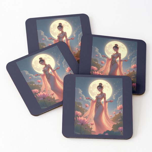 Item preview, Moon Goddess in Lotus Garden | Fantasy Asian Art designed and sold by konthai.familyart.