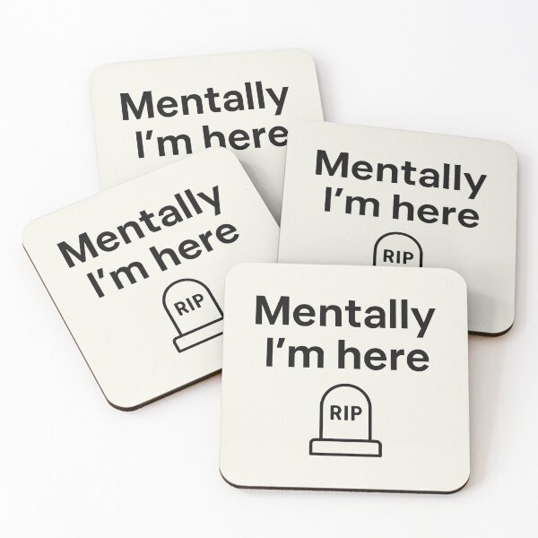 Item preview, Mentally I’m Here – Funny Tombstone Quote for Burnout & Anxiety designed and sold by carre stone.