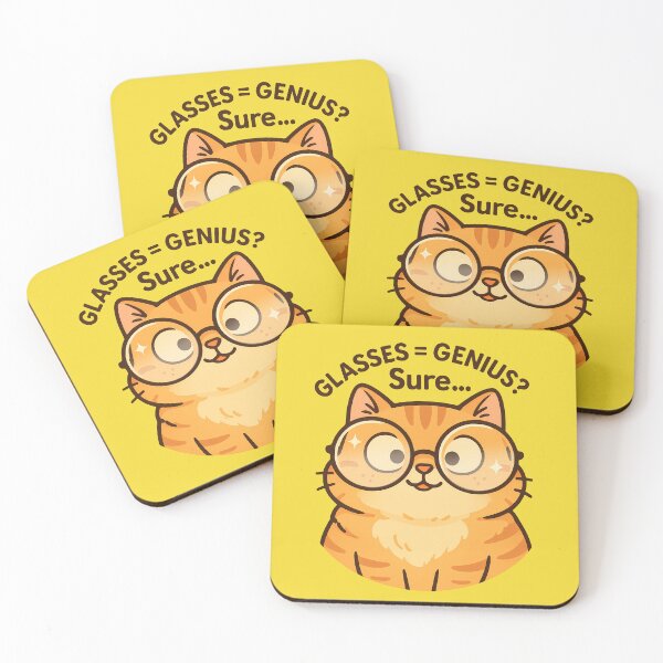 Item preview, Smart Cat With Glasses Smirk designed and sold by Yuliya Brush.