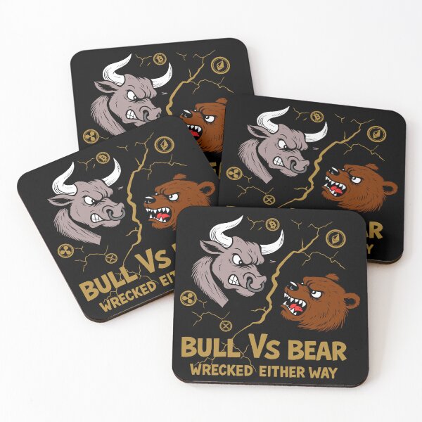 Item preview, Bull vs Bear – Crypto Fight Club Ink Black and White Design designed and sold by All DayTees.