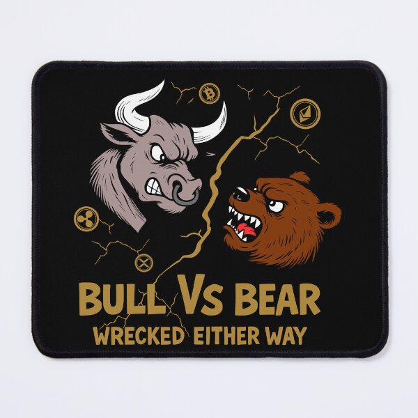 Item preview, Bull vs Bear – Crypto Fight Club Ink Black and White Design designed and sold by All DayTees.