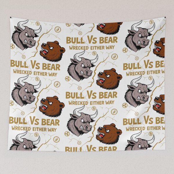 Item preview, Bull vs Bear – Crypto Fight Club Ink Black and White Design designed and sold by All DayTees.