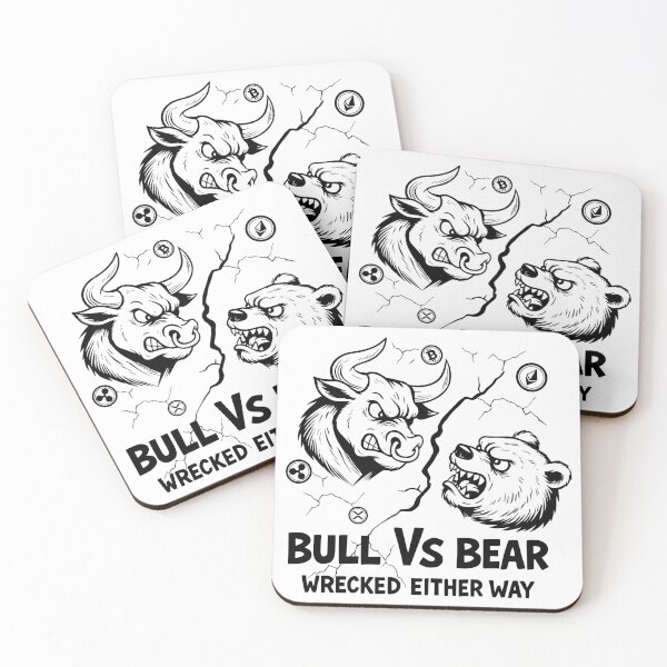 Item preview, Bull vs Bear – Crypto Fight Club Ink Black and White Design designed and sold by All DayTees.