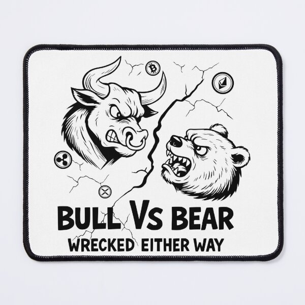 Item preview, Bull vs Bear – Crypto Fight Club Ink Black and White Design designed and sold by All DayTees.