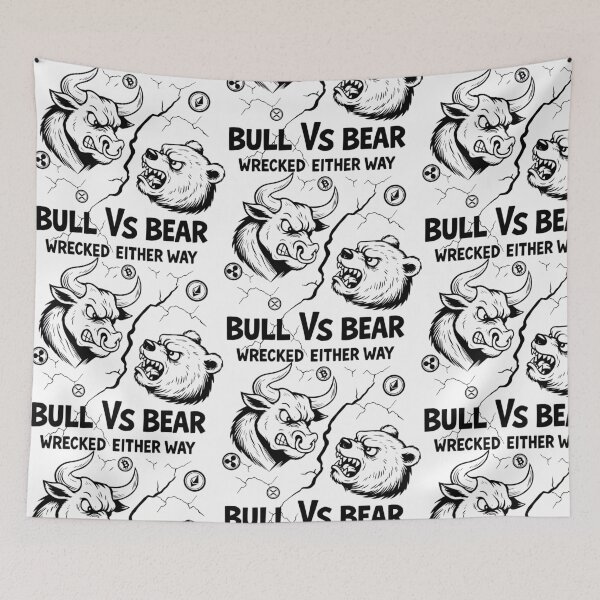 Item preview, Bull vs Bear – Crypto Fight Club Ink Black and White Design designed and sold by All DayTees.