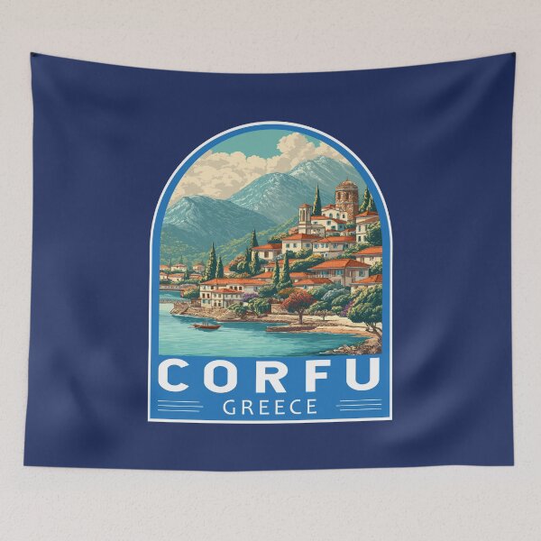 Item preview, Corfu Greece Travel Art Emblem designed and sold by KrisSidDesigns.