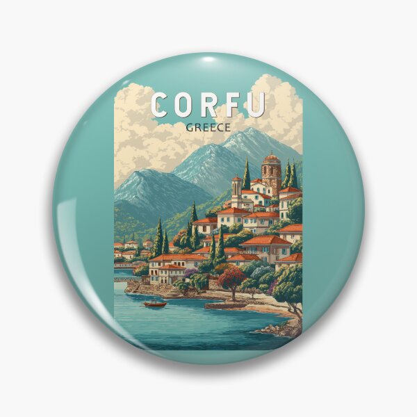 Item preview, Corfu Greece Illustration Travel Art Vintage designed and sold by KrisSidDesigns.