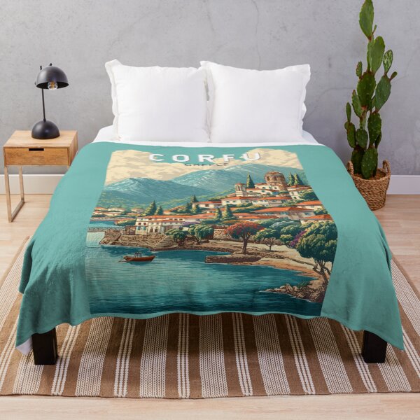 Item preview, Corfu Greece Illustration Travel Art Vintage designed and sold by KrisSidDesigns.