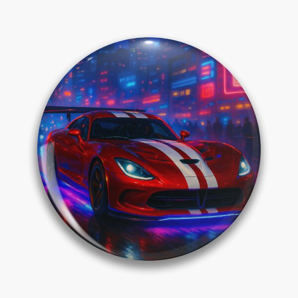 Item preview, Retro Futuristic Coupe Charging Through Vibrant Techno City Rain designed and sold by RevUpDesign.