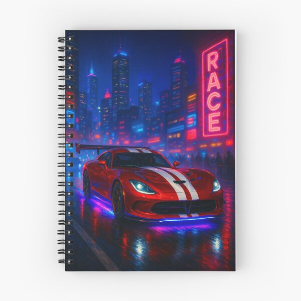Item preview, Retro Futuristic Coupe Charging Through Vibrant Techno City Rain designed and sold by RevUpDesign.
