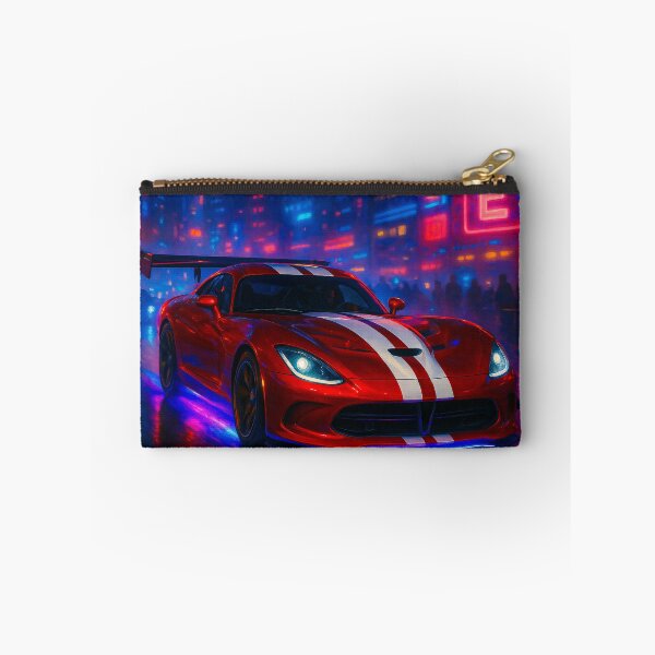 Item preview, Retro Futuristic Coupe Charging Through Vibrant Techno City Rain designed and sold by RevUpDesign.