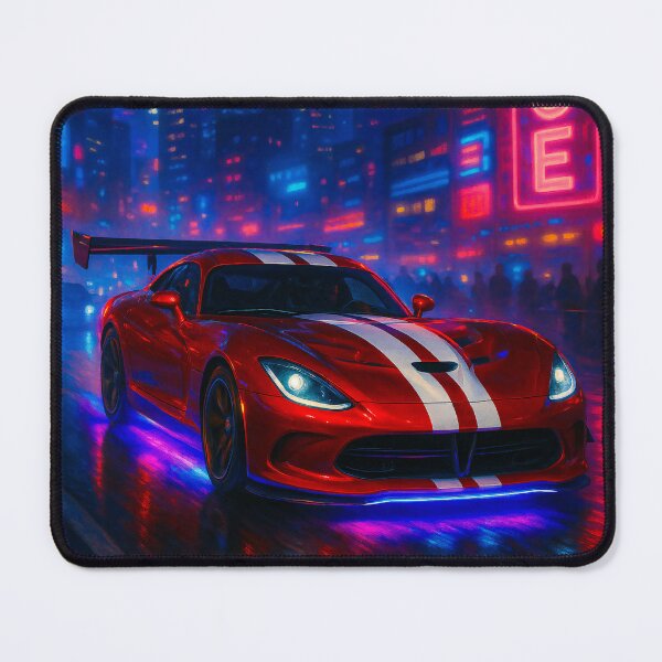 Item preview, Retro Futuristic Coupe Charging Through Vibrant Techno City Rain designed and sold by RevUpDesign.