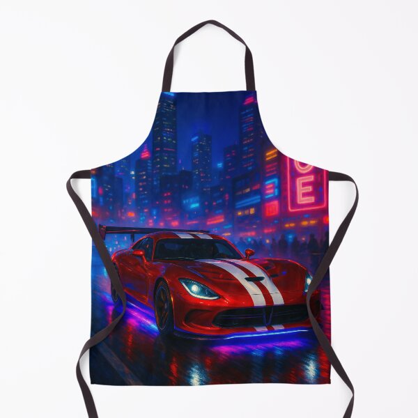 Item preview, Retro Futuristic Coupe Charging Through Vibrant Techno City Rain designed and sold by RevUpDesign.