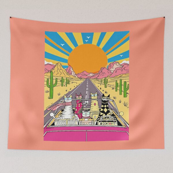Item preview, Retro Cats on Vacation Take a Road Trip designed and sold by Marymarice.