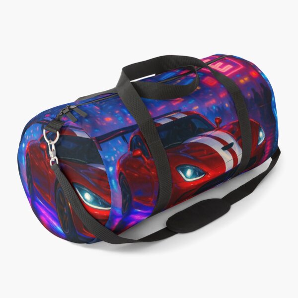 Item preview, Retro Futuristic Coupe Charging Through Vibrant Techno City Rain designed and sold by RevUpDesign.
