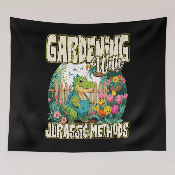 Item preview, GARDENING WITH JURASSIC METHODS happy gardening Dinosaur enjoying garden designed and sold by Jt41.