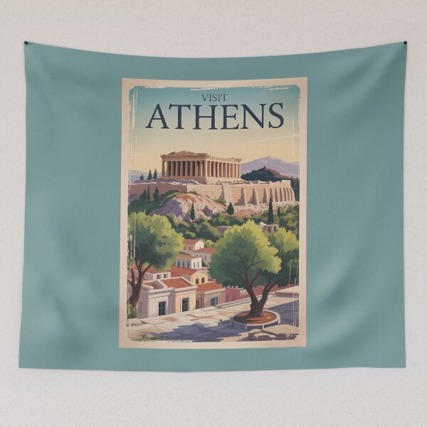 Item preview, Athens Greece Illustration Travel Art Vintage designed and sold by KrisSidDesigns.