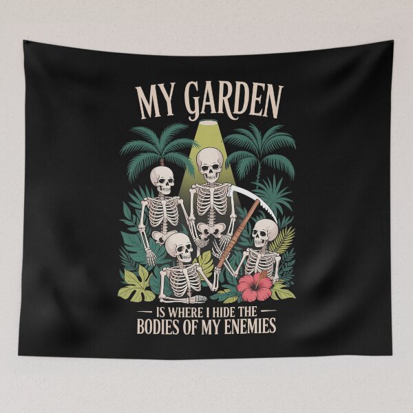Item preview, My Garden Enemies Funny Gardening Goth Skeleton Gardener designed and sold by blueyeeti.