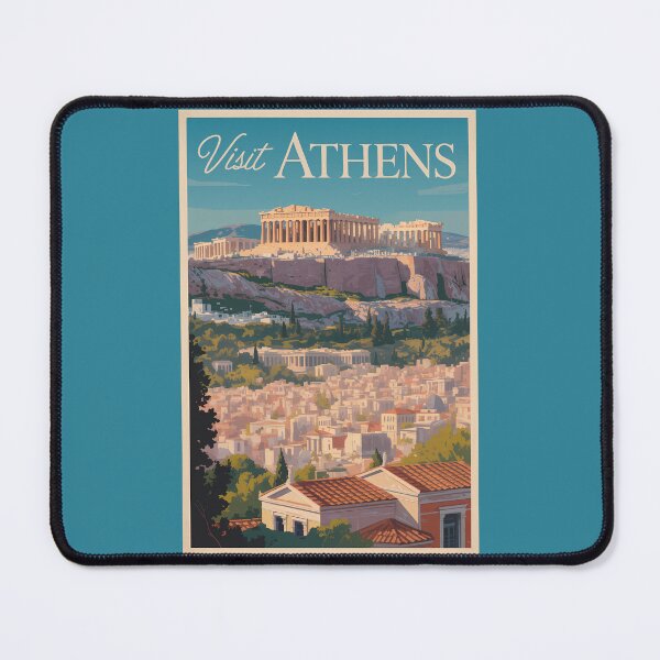 Item preview, Athens Greece Parthenon Travel Art Vintage designed and sold by KrisSidDesigns.