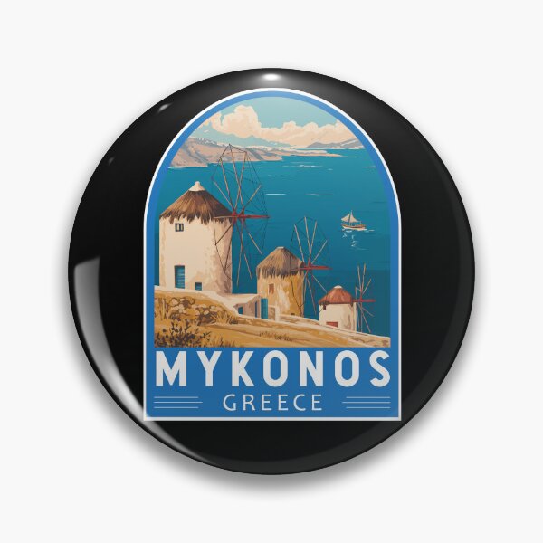 Item preview, Mykonos Greece Travel Art Emblem designed and sold by KrisSidDesigns.
